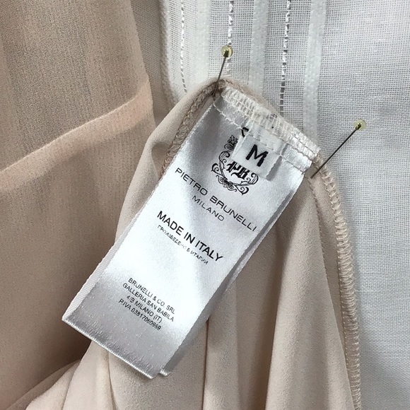 🇮🇹 PIETRO BRUNELLI Maternity Blush Floral Chiffon and Crepe Georgette Lined Gown - Picture 3 of 11